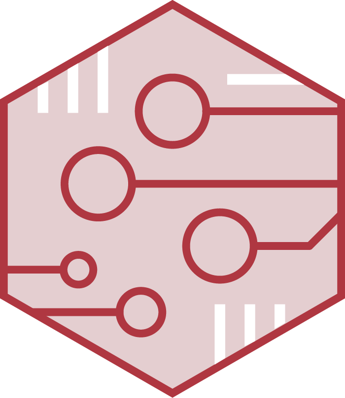 Hexagonal logo with connected nodes and lines, representing technology, data networks, or digital connections.